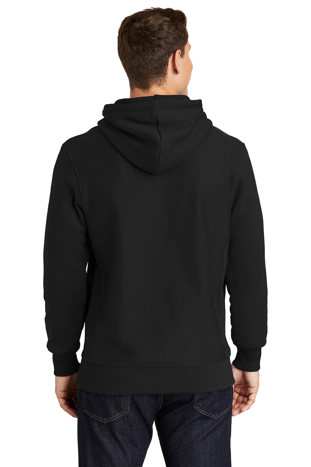 Sport-Tek Mens Fleece Hooded Sweatshirt Hoodie w/ Pouch Pocket - Black Clothing Sport-Tek