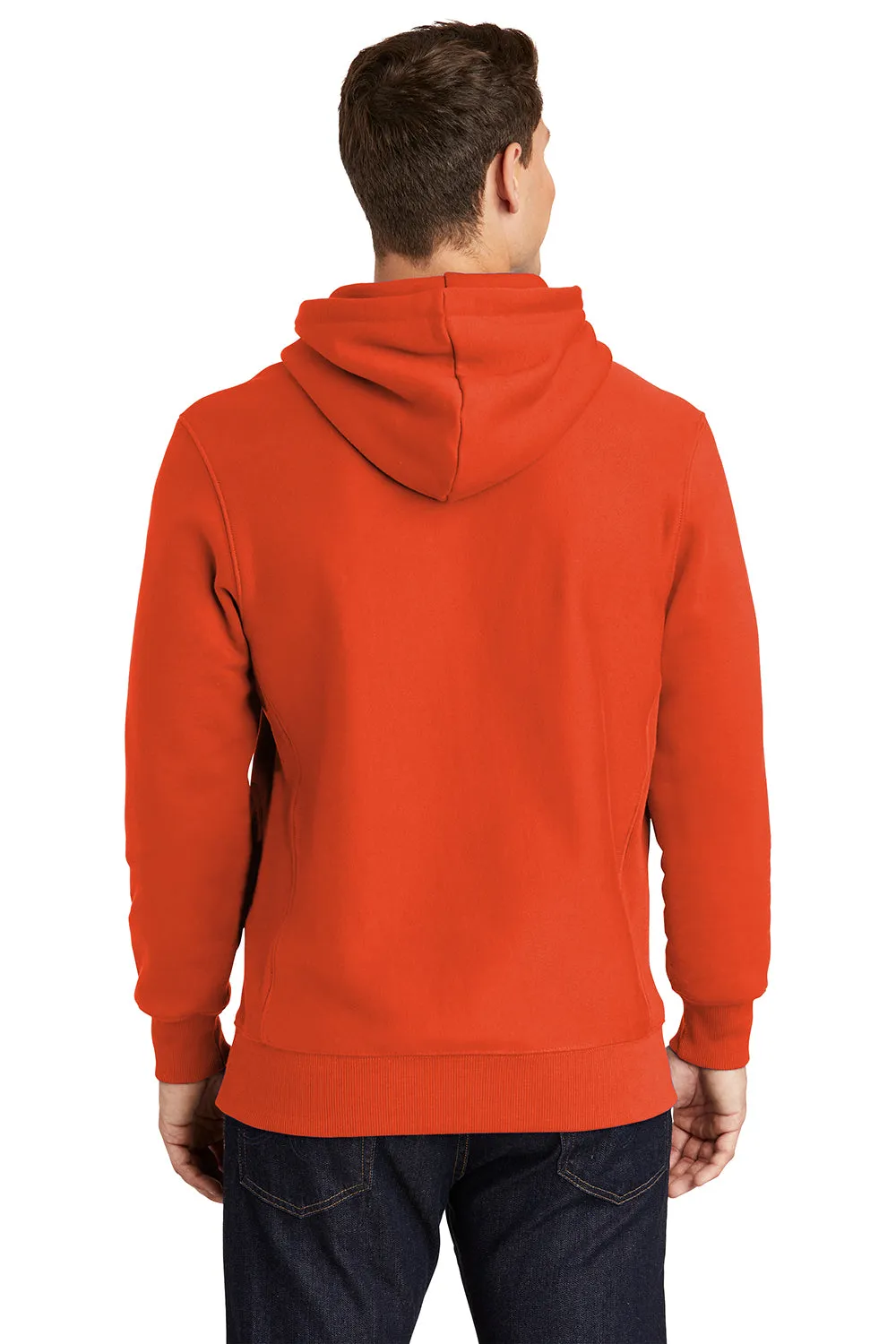 Sport-Tek Mens Fleece Hooded Sweatshirt Hoodie w/ Pouch Pocket - Orange Clothing Sport-Tek