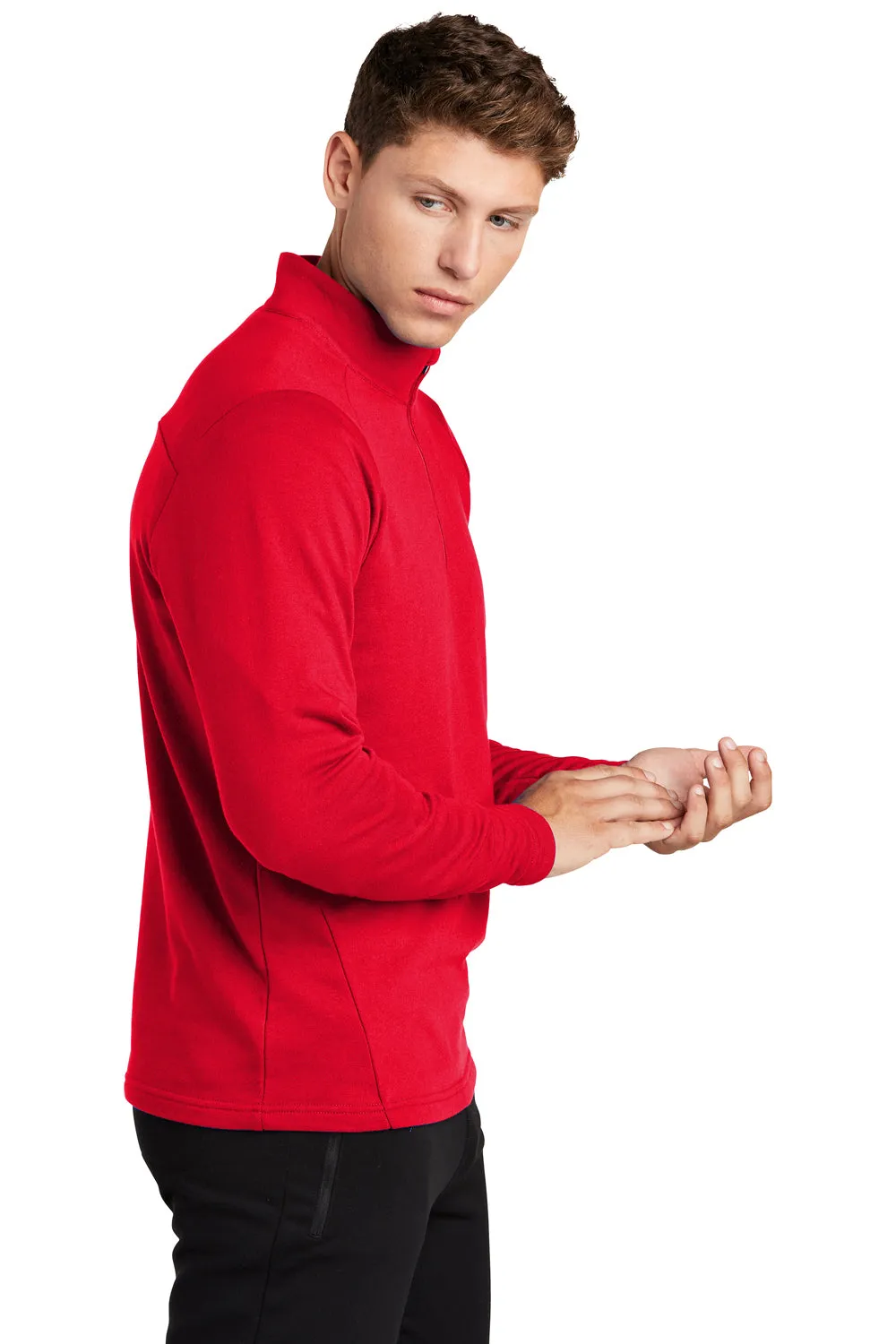 Sport-Tek Mens French Terry 1/4 Zip Sweatshirt - True Red Clothing Sport-Tek