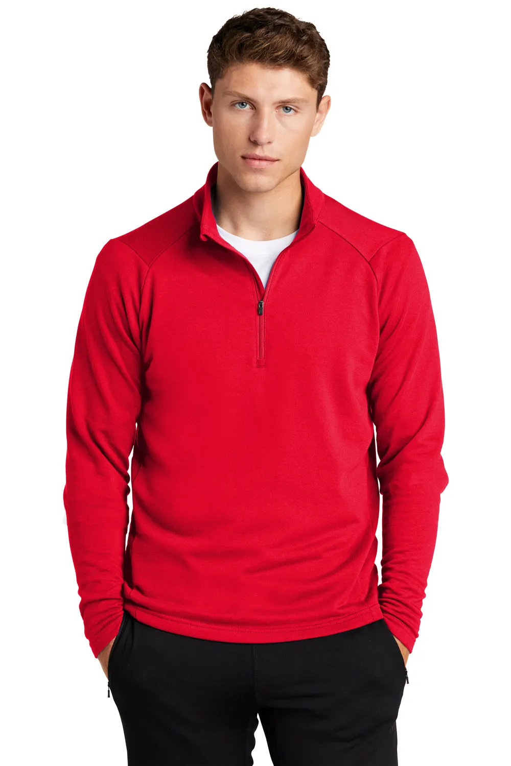 Sport-Tek Mens French Terry 1/4 Zip Sweatshirt - True Red Clothing Sport-Tek