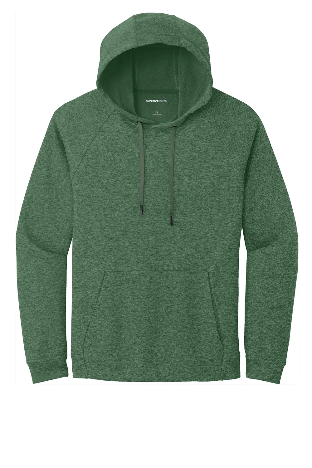 Sport-Tek Mens French Terry Hooded Sweatshirt Hoodie w/ Pouch Pocket - Heather Forest Green Clothing Sport-Tek