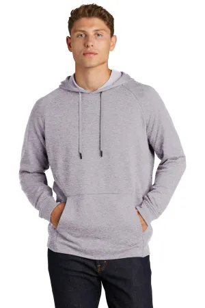 Sport-Tek Mens French Terry Hooded Sweatshirt Hoodie w/ Pouch Pocket - Heather Grey Clothing Sport-Tek
