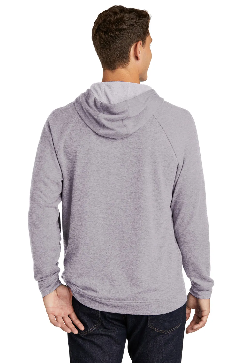Sport-Tek Mens French Terry Hooded Sweatshirt Hoodie w/ Pouch Pocket - Heather Grey Clothing Sport-Tek