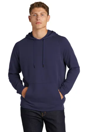 Sport-Tek Mens French Terry Hooded Sweatshirt Hoodie w/ Pouch Pocket - True Navy Blue Clothing Sport-Tek