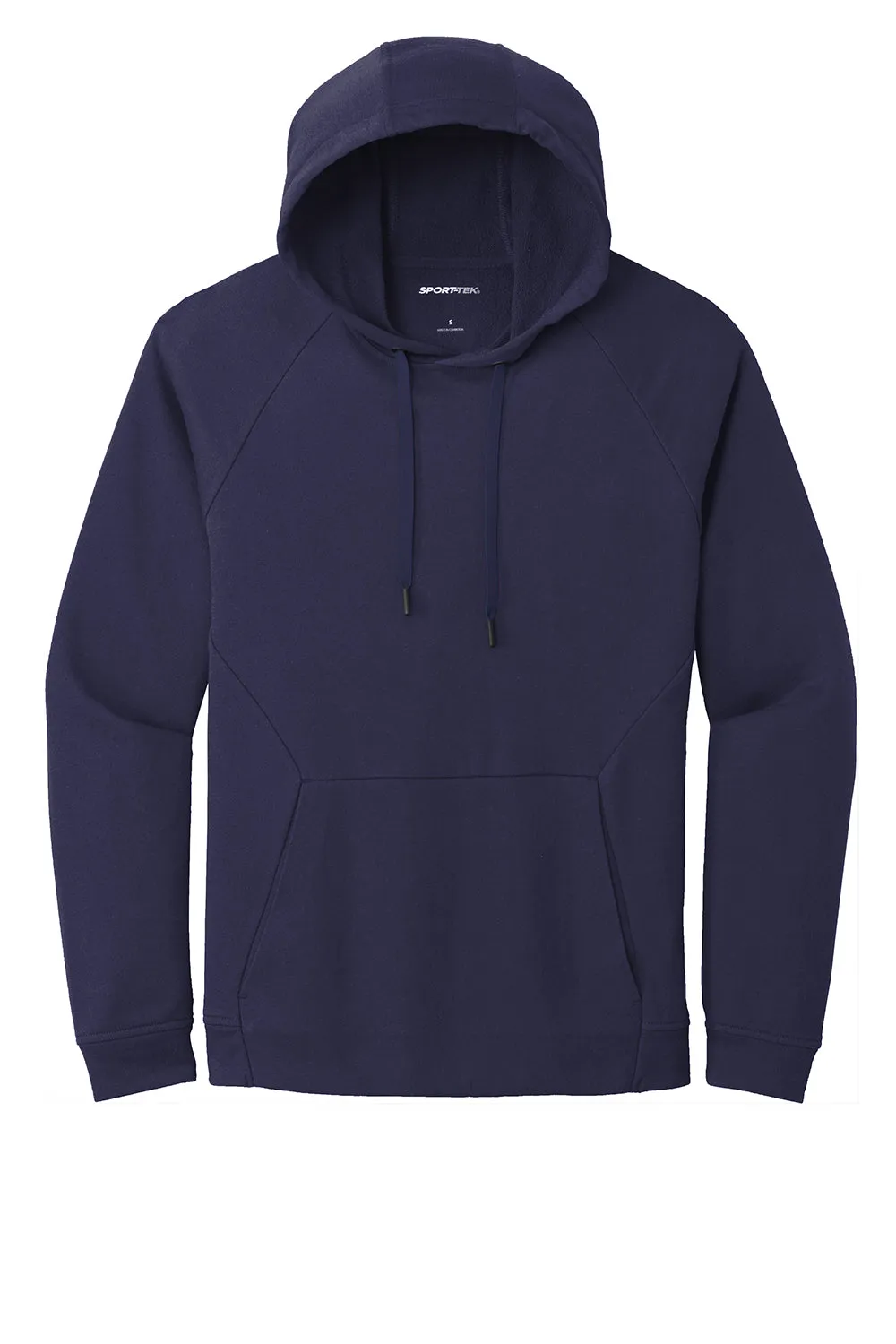 Sport-Tek Mens French Terry Hooded Sweatshirt Hoodie w/ Pouch Pocket - True Navy Blue Clothing Sport-Tek