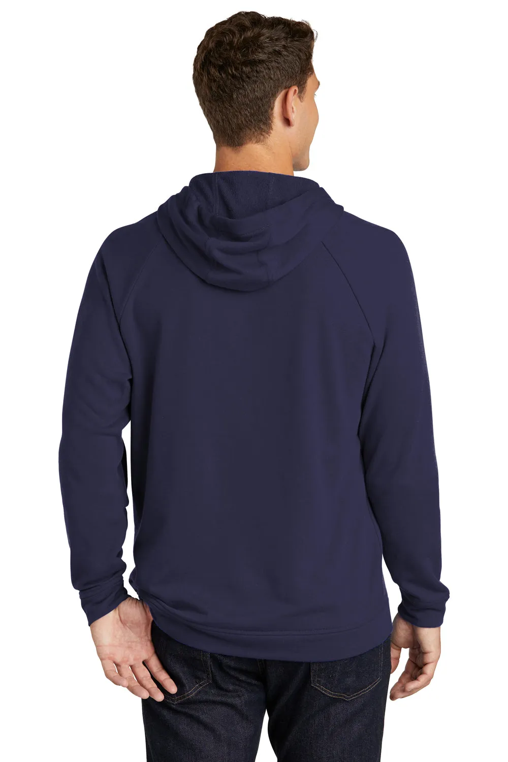 Sport-Tek Mens French Terry Hooded Sweatshirt Hoodie w/ Pouch Pocket - True Navy Blue Clothing Sport-Tek