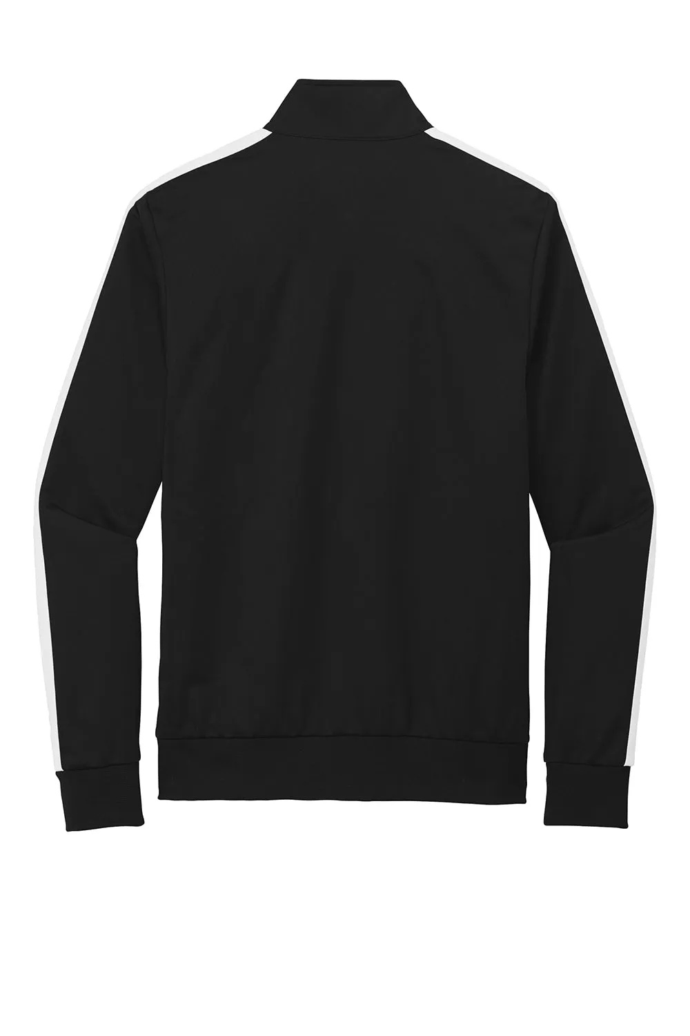 Sport-Tek Mens Full Zip Track Jacket - Black/White Clothing Sport-Tek