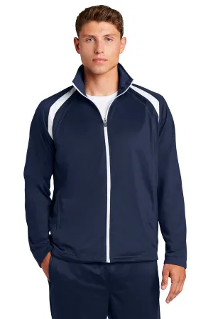 Sport-Tek Mens Full Zip Track Jacket - True Navy Blue/White Clothing Sport-Tek