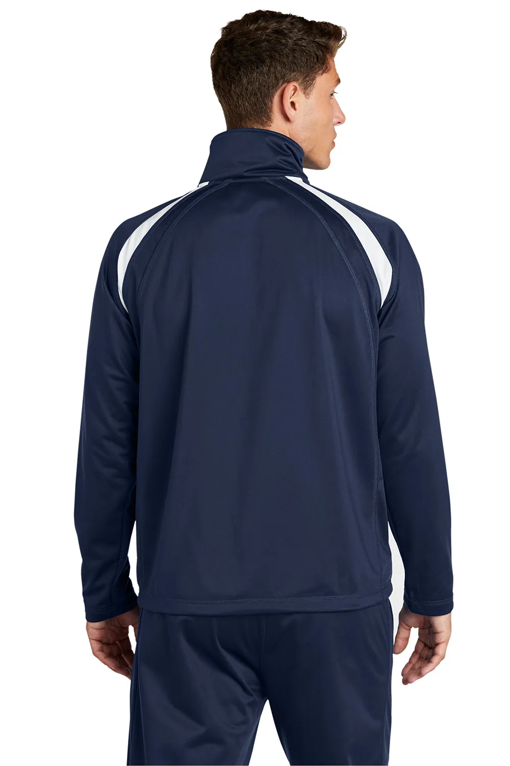 Sport-Tek Mens Full Zip Track Jacket - True Navy Blue/White Clothing Sport-Tek