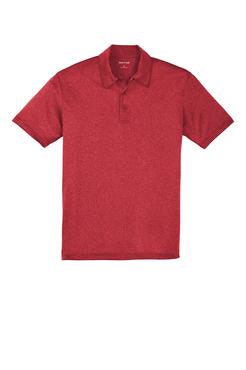 Sport-Tek Mens Heather Contender Moisture Wicking Short Sleeve Polo Shirt - Heather True Scarlet Red Clothing Sport-Tek