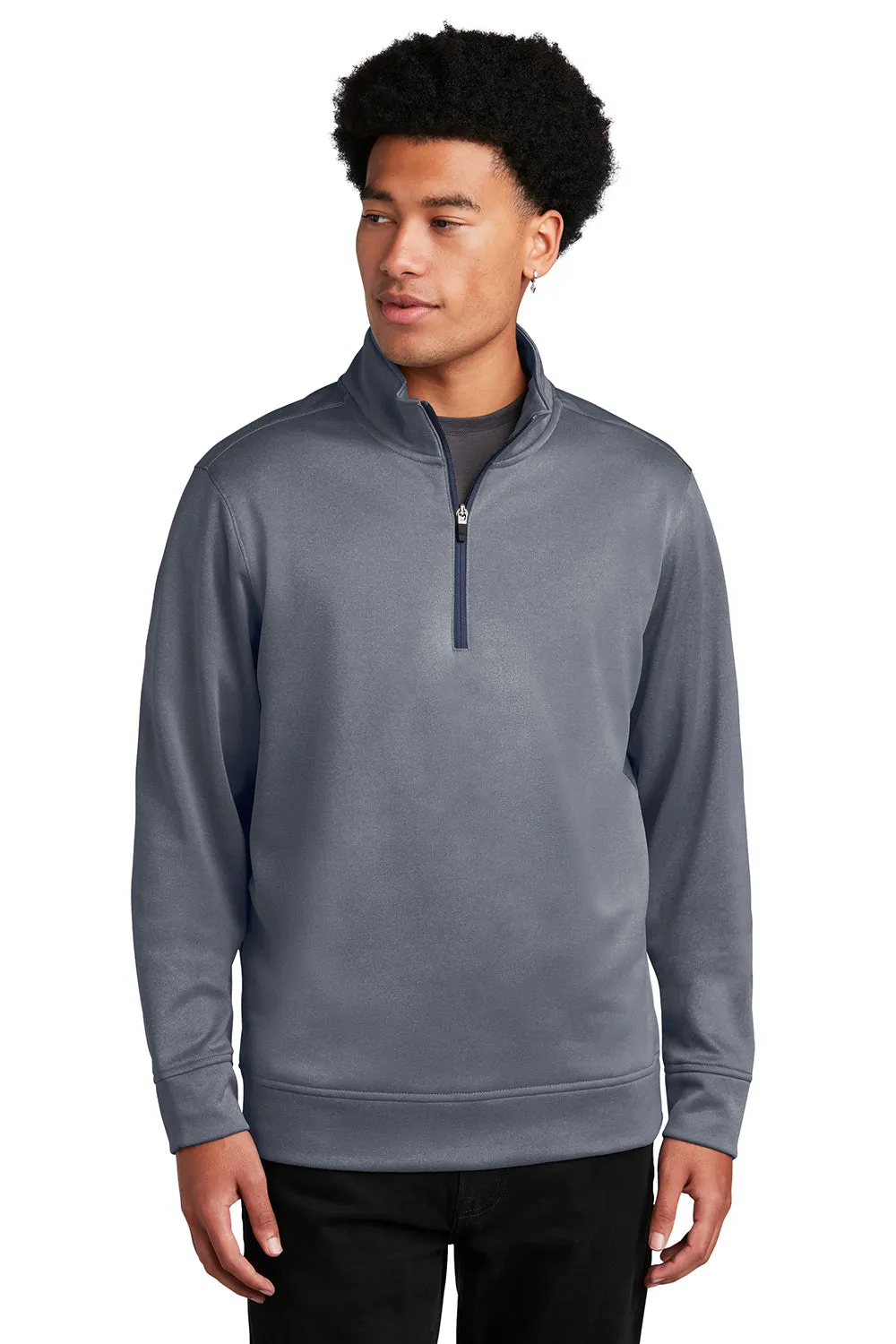 Sport-Tek Mens Heather Sport-Wick Moisture Wicking Fleece 1/4 Zip Sweatshirt - Heather True Navy Blue Clothing Sport-Tek