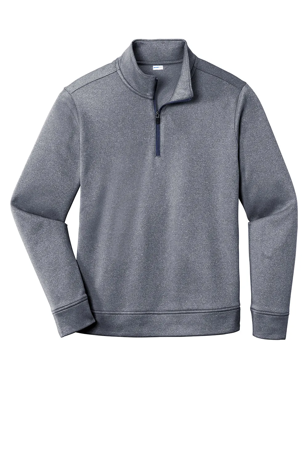 Sport-Tek Mens Heather Sport-Wick Moisture Wicking Fleece 1/4 Zip Sweatshirt - Heather True Navy Blue Clothing Sport-Tek
