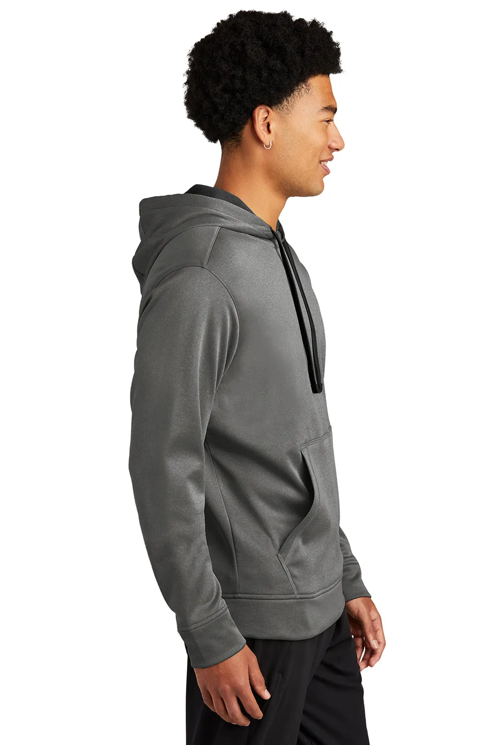 Sport-Tek Mens Heather Sport-Wick Moisture Wicking Fleece Hooded Sweatshirt Hoodie w/ Pouch Pocket - Heather Black Clothing Sport-Tek