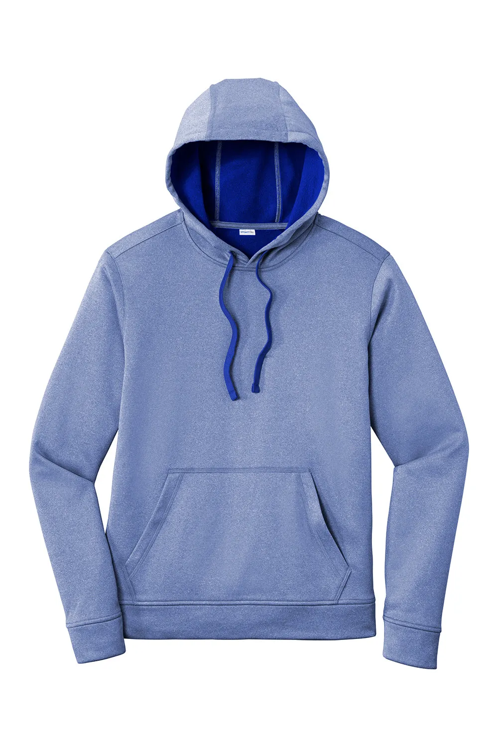 Sport-Tek Mens Heather Sport-Wick Moisture Wicking Fleece Hooded Sweatshirt Hoodie w/ Pouch Pocket - Heather True Royal Blue - Closeout Clothing Sport-Tek