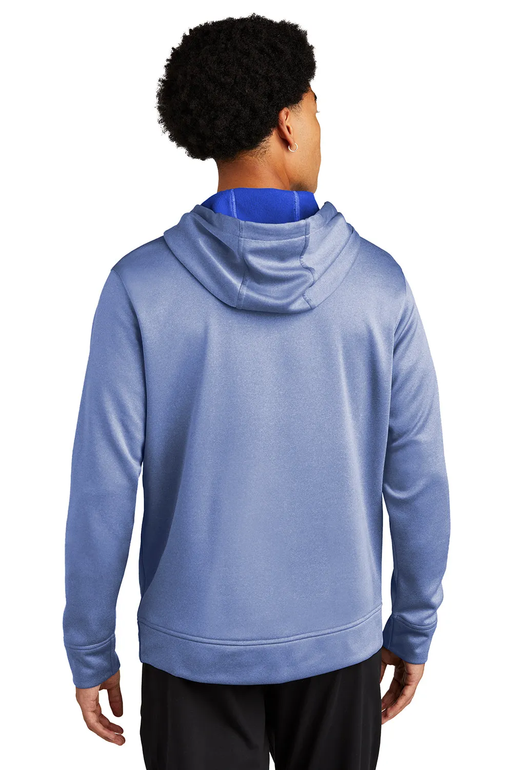 Sport-Tek Mens Heather Sport-Wick Moisture Wicking Fleece Hooded Sweatshirt Hoodie w/ Pouch Pocket - Heather True Royal Blue - Closeout Clothing Sport-Tek