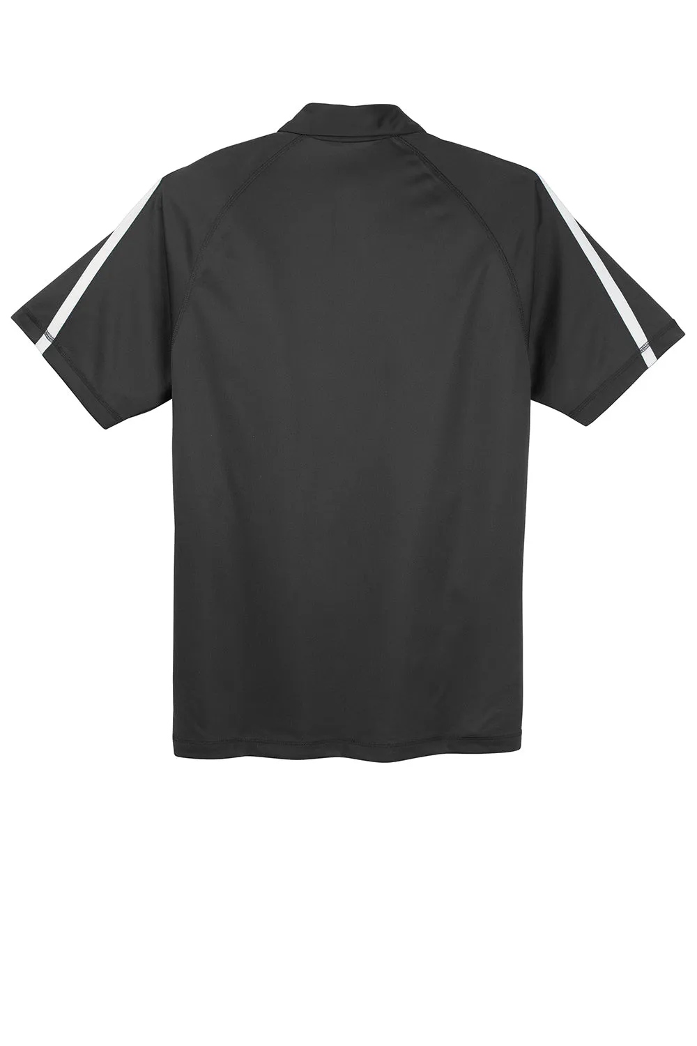 Sport-Tek Mens Micro-Mesh Moisture Wicking Short Sleeve Polo Shirt - Iron Grey/White Clothing Sport-Tek