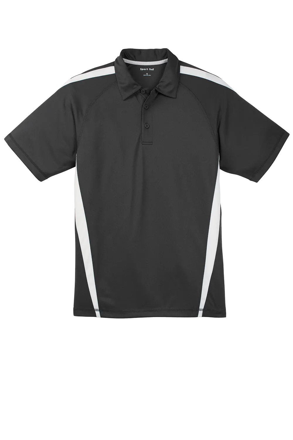 Sport-Tek Mens Micro-Mesh Moisture Wicking Short Sleeve Polo Shirt - Iron Grey/White Clothing Sport-Tek