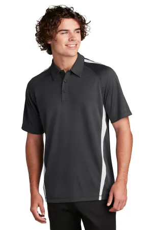 Sport-Tek Mens Micro-Mesh Moisture Wicking Short Sleeve Polo Shirt - Iron Grey/White Clothing Sport-Tek