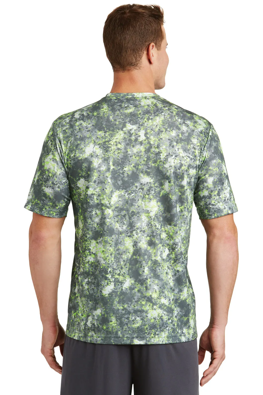 Sport-Tek Mens Mineral Freeze Moisture Wicking Short Sleeve Crewneck T-Shirt - Lime Shock Green - Closeout Clothing Sport-Tek