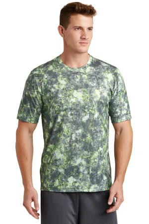 Sport-Tek Mens Mineral Freeze Moisture Wicking Short Sleeve Crewneck T-Shirt - Lime Shock Green - Closeout Clothing Sport-Tek