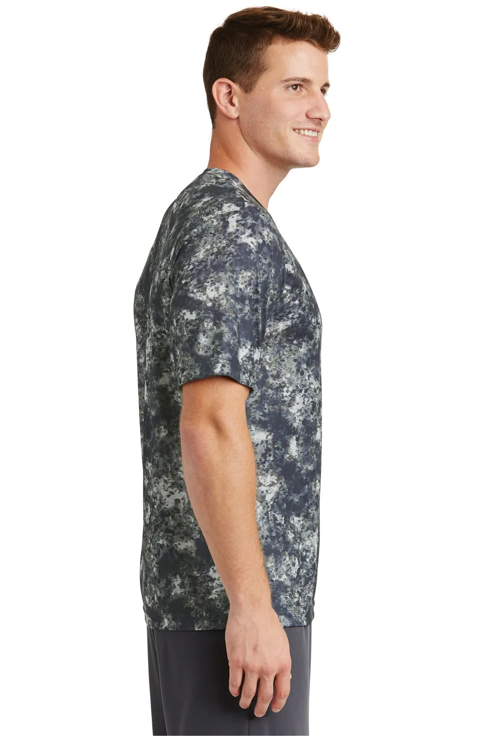 Sport-Tek Mens Mineral Freeze Moisture Wicking Short Sleeve Crewneck T-Shirt - True Navy Blue - Closeout Clothing Sport-Tek