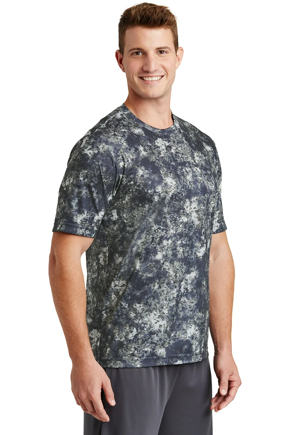 Sport-Tek Mens Mineral Freeze Moisture Wicking Short Sleeve Crewneck T-Shirt - True Navy Blue - Closeout Clothing Sport-Tek
