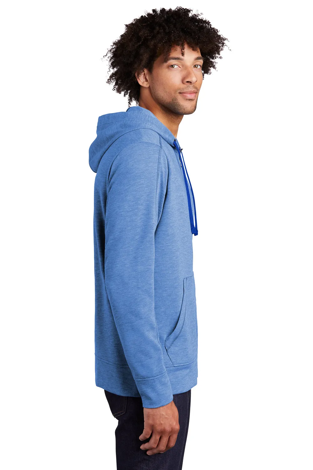 Sport-Tek Mens Moisture Wicking Fleece Full Zip Hooded Sweatshirt Hoodie w/ Pockets - Heather True Royal Blue Clothing Sport-Tek