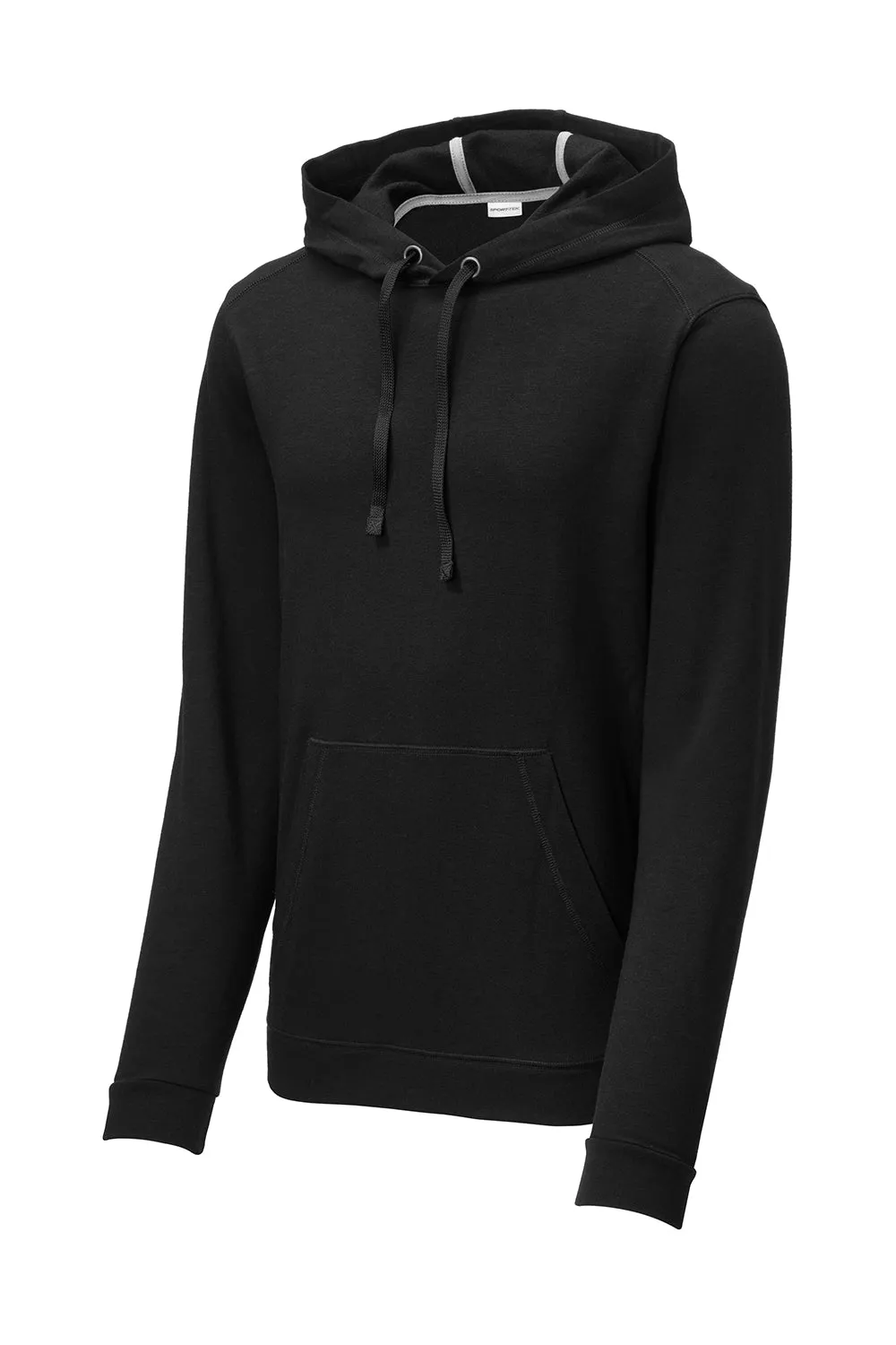 Sport-Tek Mens Moisture Wicking Fleece Hooded Sweatshirt Hoodie w/ Pouch Pocket - Black Clothing Sport-Tek