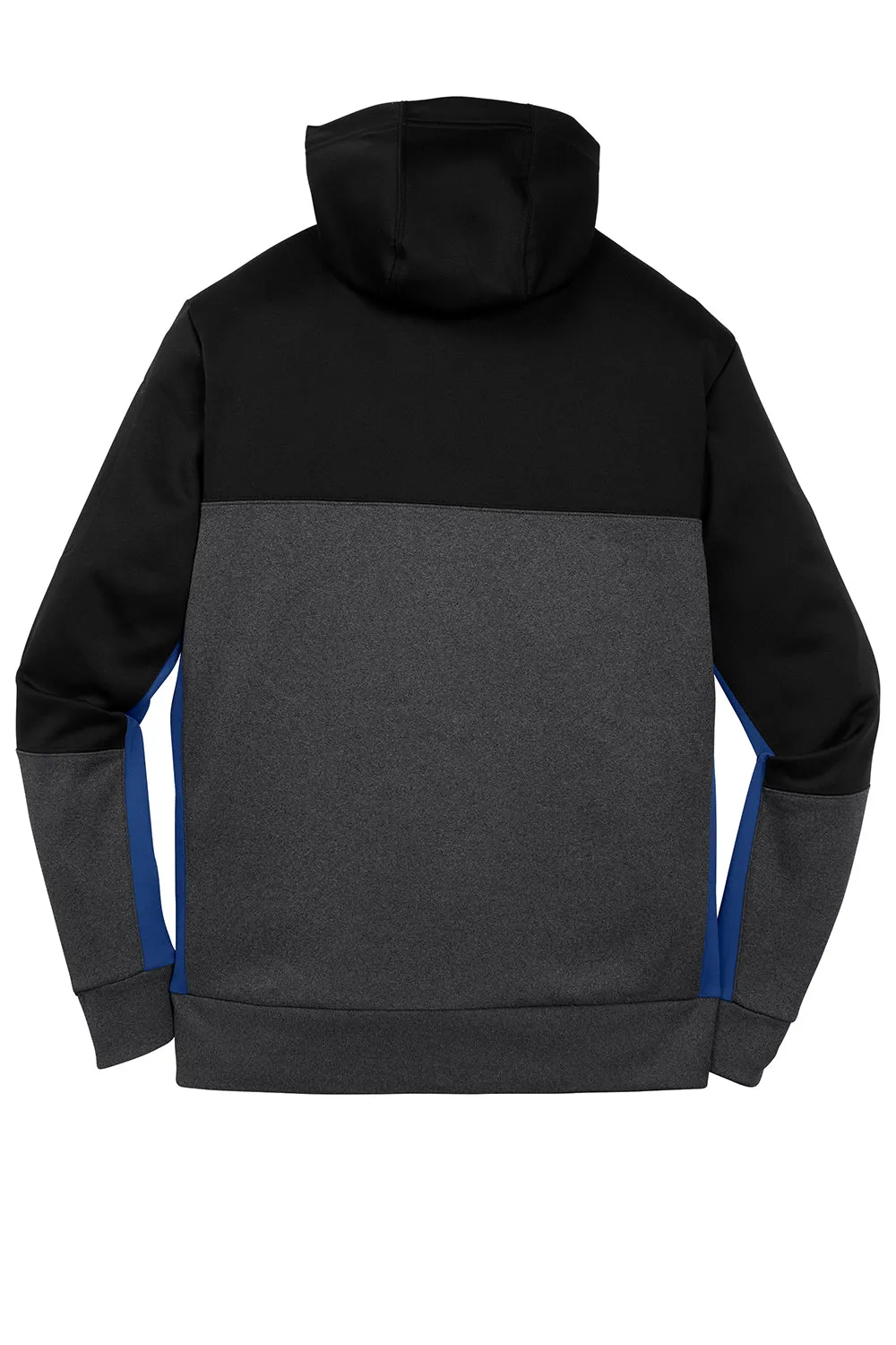Sport-Tek Mens Moisture Wicking Full Zip Tech Fleece Hooded Jacket - Black/Heather Graphite Grey/True Royal Blue Clothing Sport-Tek