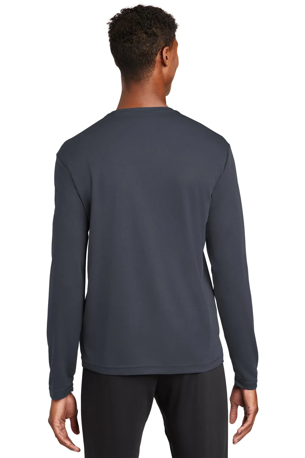 Sport-Tek Mens RacerMesh Moisture Wicking Long Sleeve Crewneck T-Shirt - Graphite Grey Clothing Sport-Tek