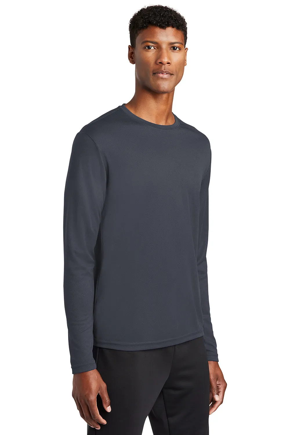 Sport-Tek Mens RacerMesh Moisture Wicking Long Sleeve Crewneck T-Shirt - Graphite Grey Clothing Sport-Tek