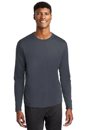 Sport-Tek Mens RacerMesh Moisture Wicking Long Sleeve Crewneck T-Shirt - Graphite Grey Clothing Sport-Tek