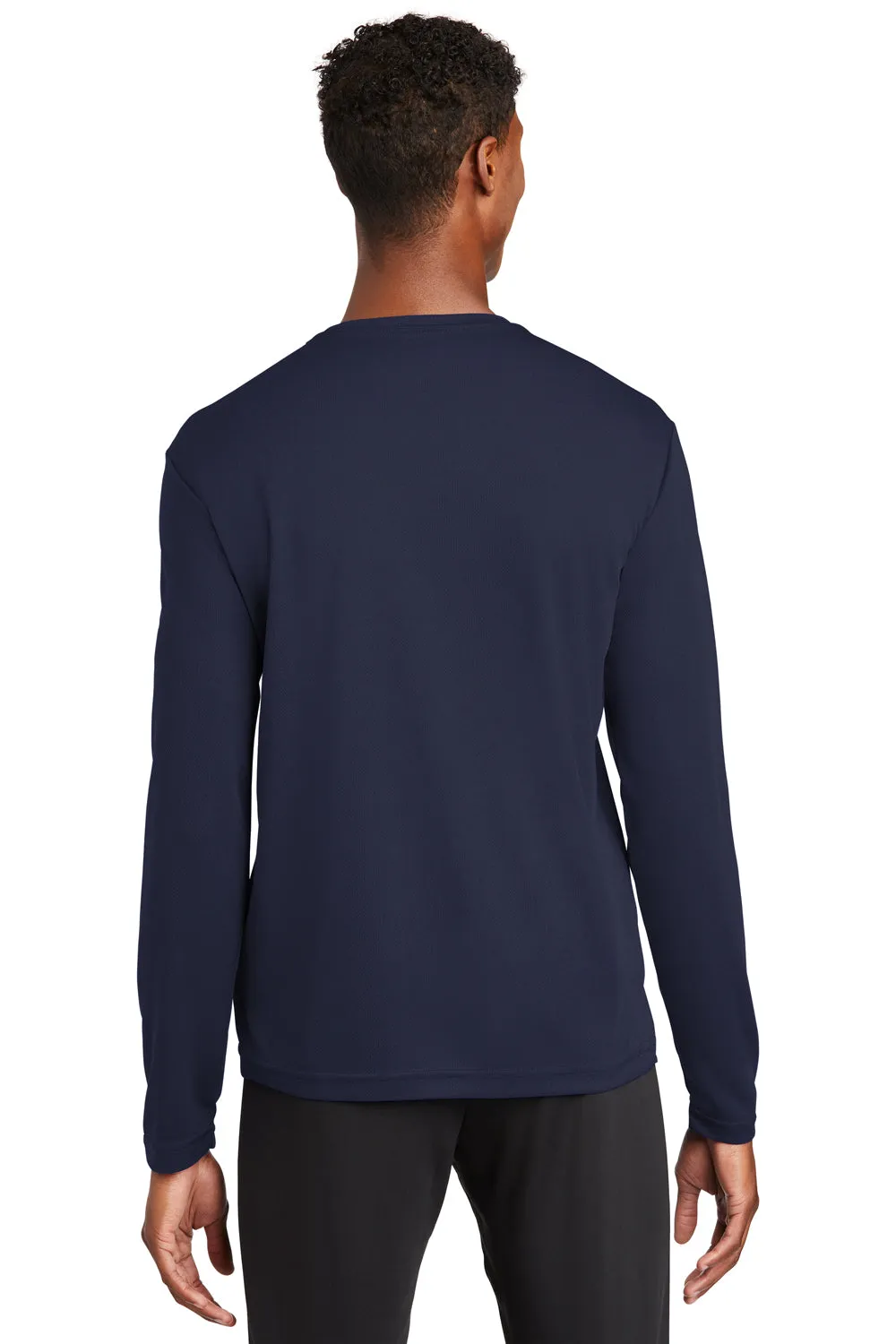 Sport-Tek Mens RacerMesh Moisture Wicking Long Sleeve Crewneck T-Shirt - True Navy Blue Clothing Sport-Tek