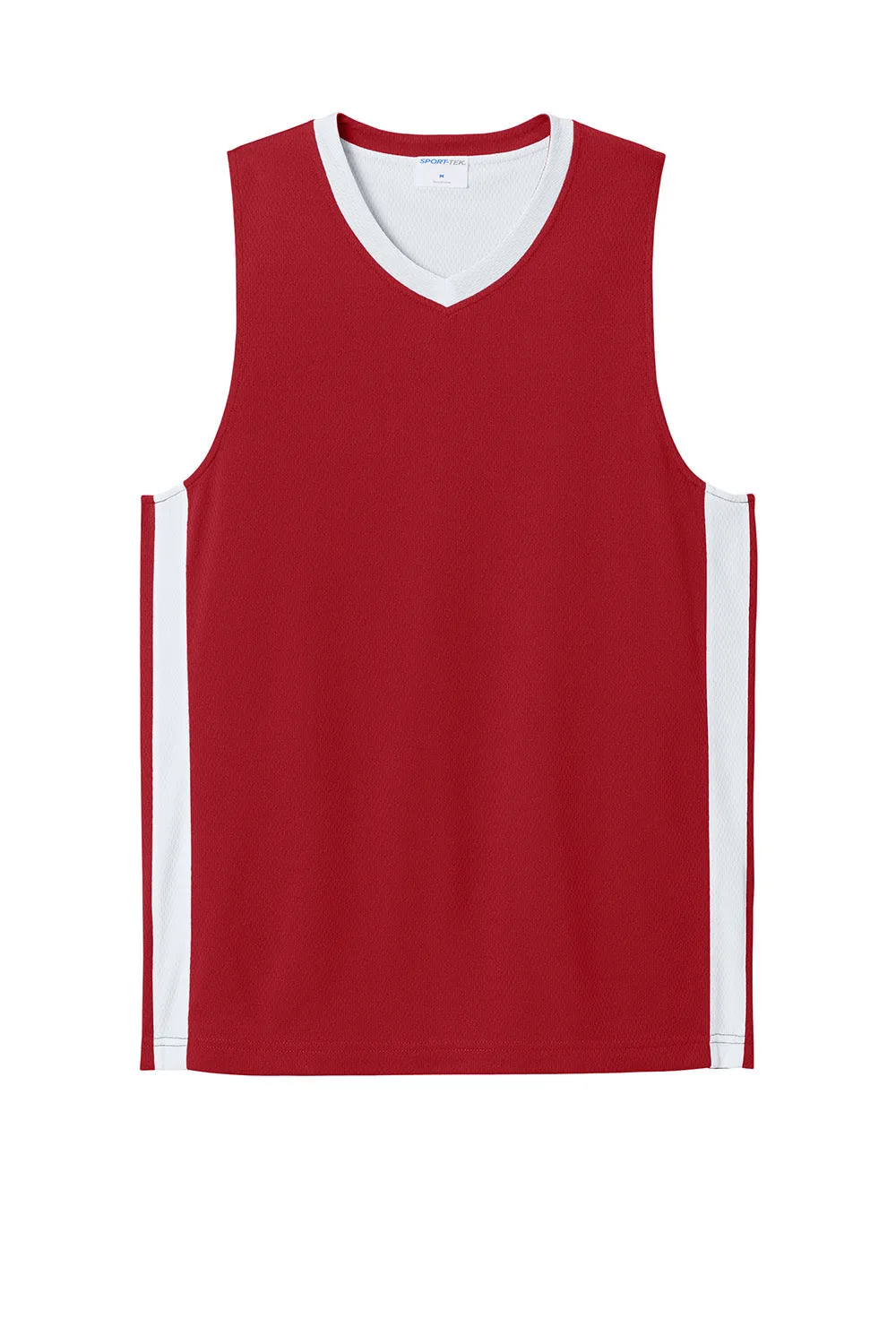Sport-Tek Mens Rival Basketball Moisture Wicking Reversible Jersey Tank Top - Deep Red/White Clothing Sport-Tek