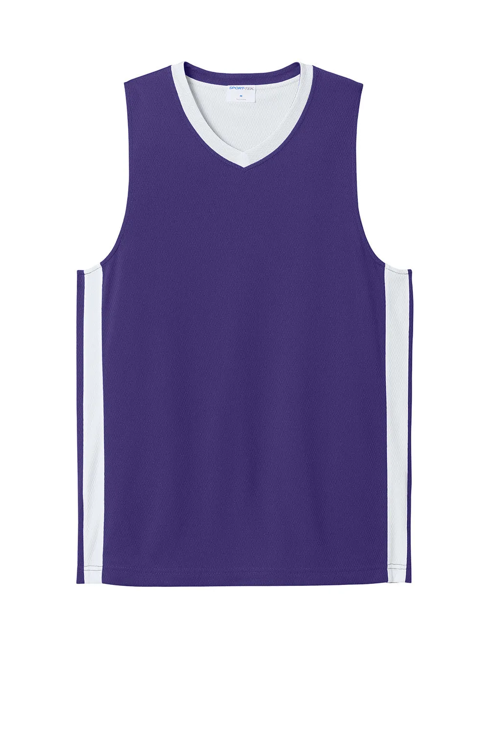 Sport-Tek Mens Rival Basketball Moisture Wicking Reversible Jersey Tank Top - Purple/White Clothing Sport-Tek