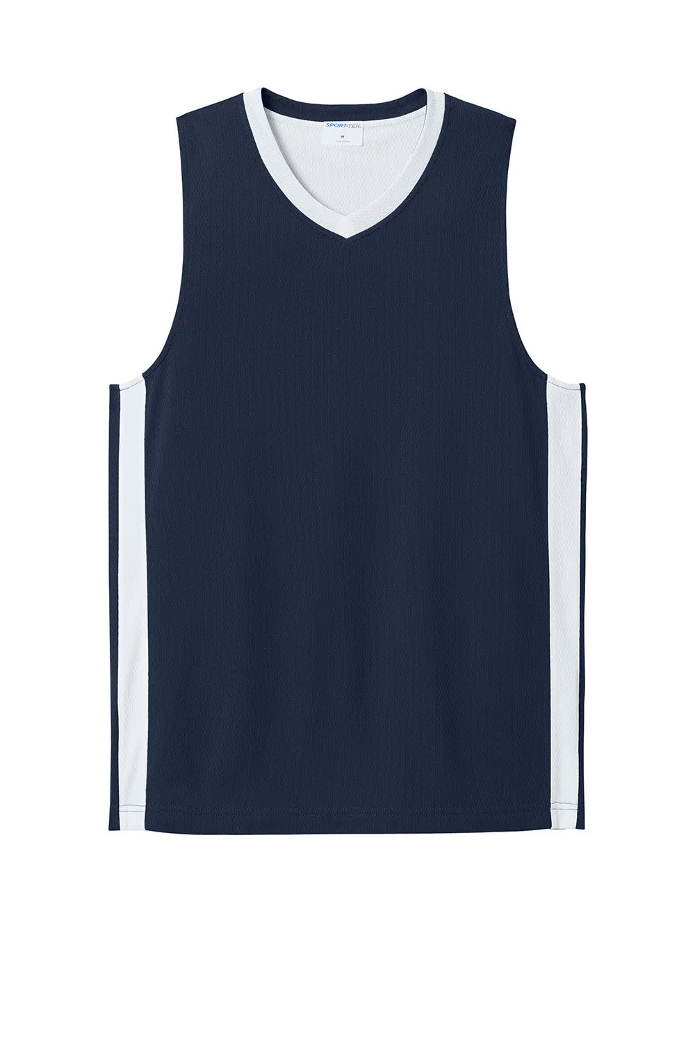 Sport-Tek Mens Rival Basketball Moisture Wicking Reversible Jersey Tank Top - True Navy Blue/White Clothing Sport-Tek