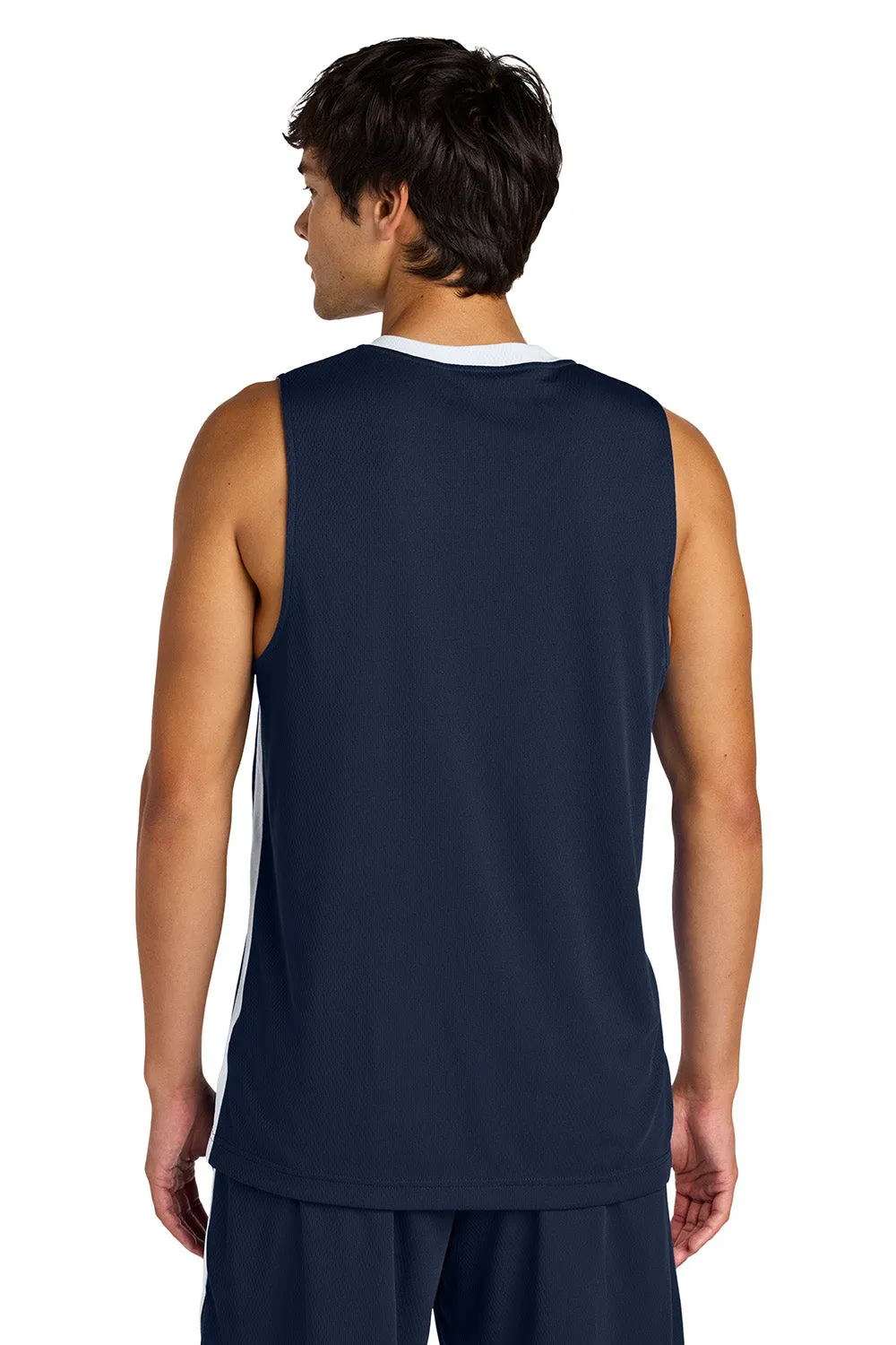 Sport-Tek Mens Rival Basketball Moisture Wicking Reversible Jersey Tank Top - True Navy Blue/White Clothing Sport-Tek