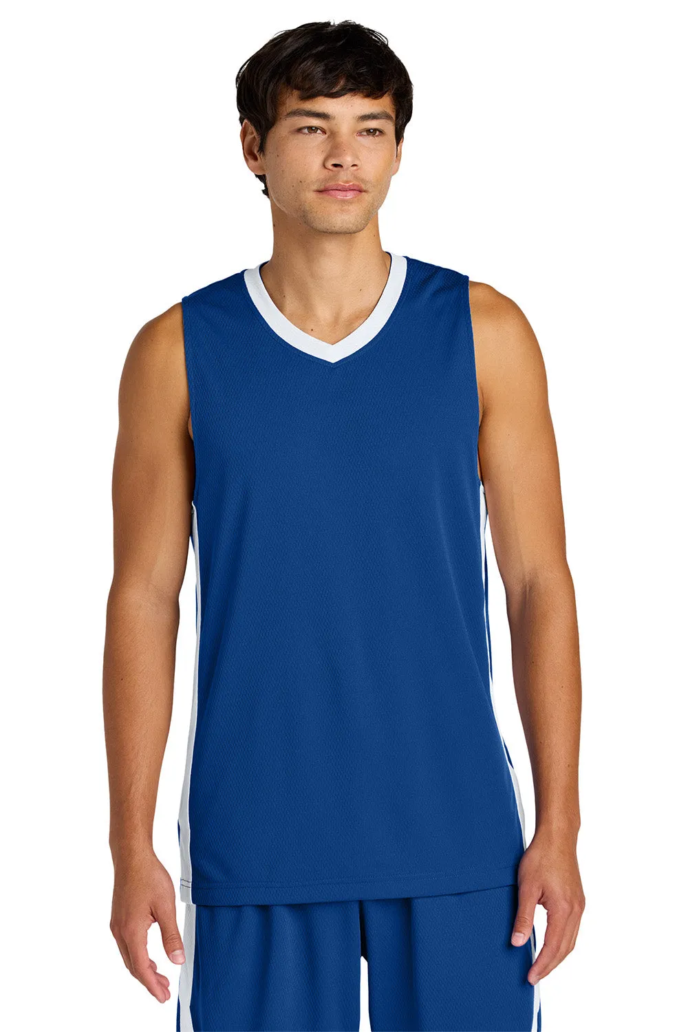 Sport-Tek Mens Rival Basketball Moisture Wicking Reversible Jersey Tank Top - True Royal Blue/White Clothing Sport-Tek
