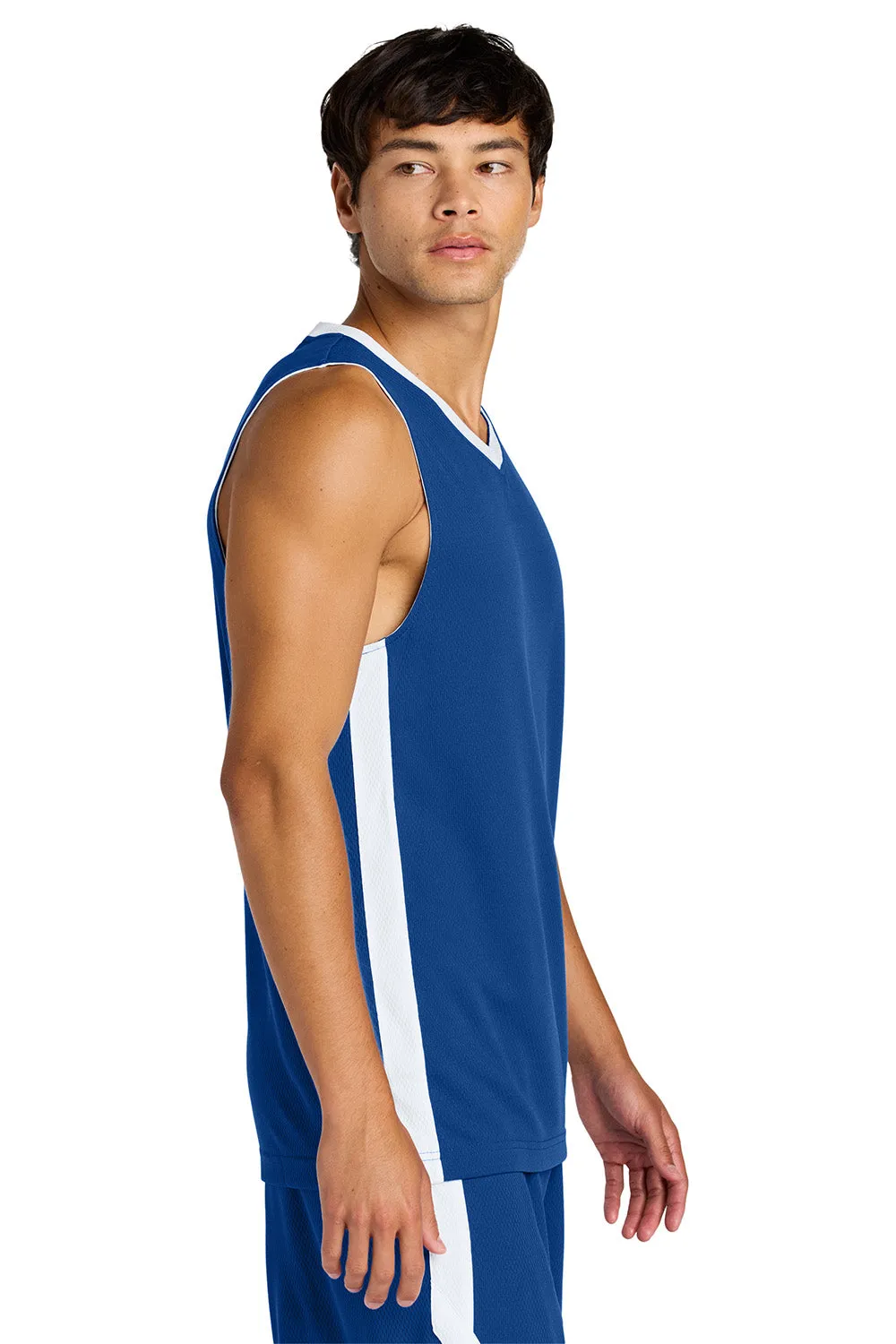 Sport-Tek Mens Rival Basketball Moisture Wicking Reversible Jersey Tank Top - True Royal Blue/White Clothing Sport-Tek