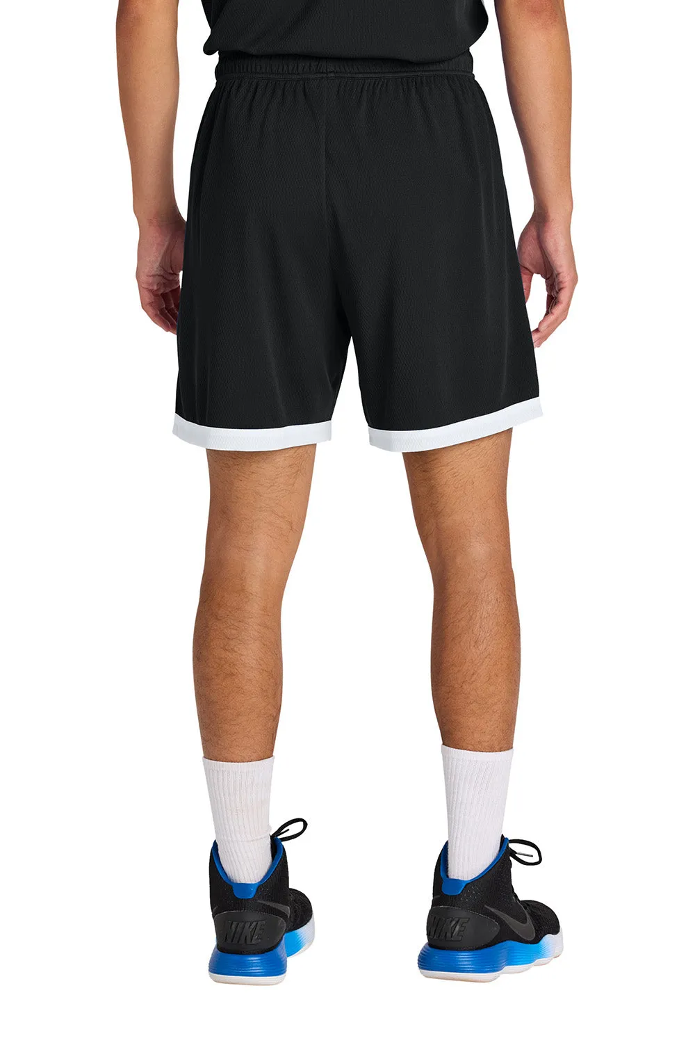 Sport-Tek Mens Rival Moisture Wicking Basketball Shorts - Black/White Clothing Sport-Tek
