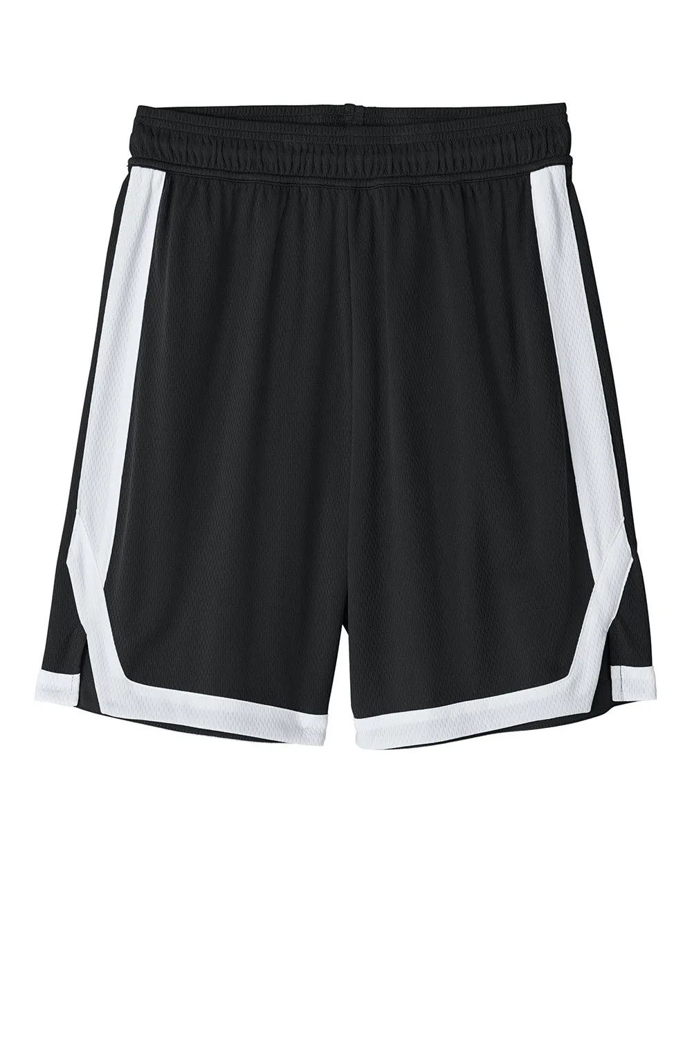 Sport-Tek Mens Rival Moisture Wicking Basketball Shorts - Black/White Clothing Sport-Tek