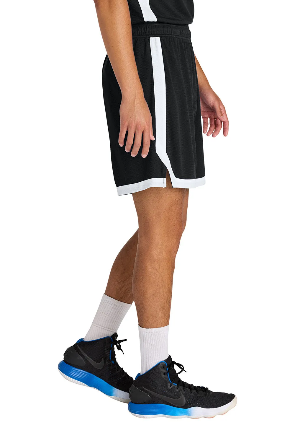 Sport-Tek Mens Rival Moisture Wicking Basketball Shorts - Black/White Clothing Sport-Tek
