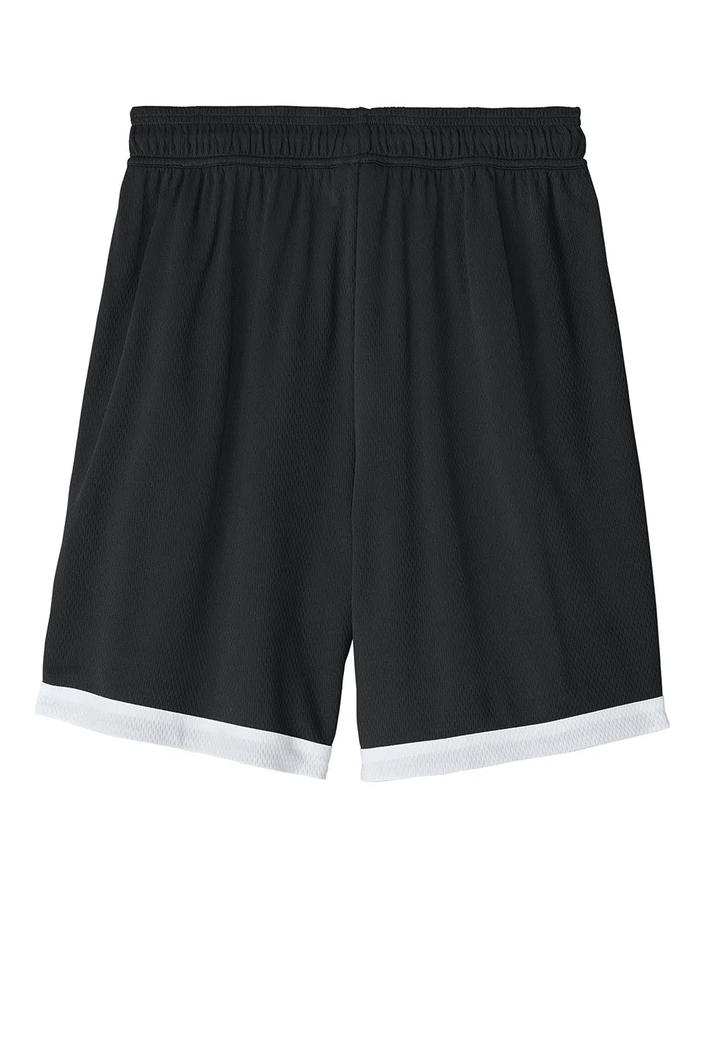 Sport-Tek Mens Rival Moisture Wicking Basketball Shorts - Black/White Clothing Sport-Tek
