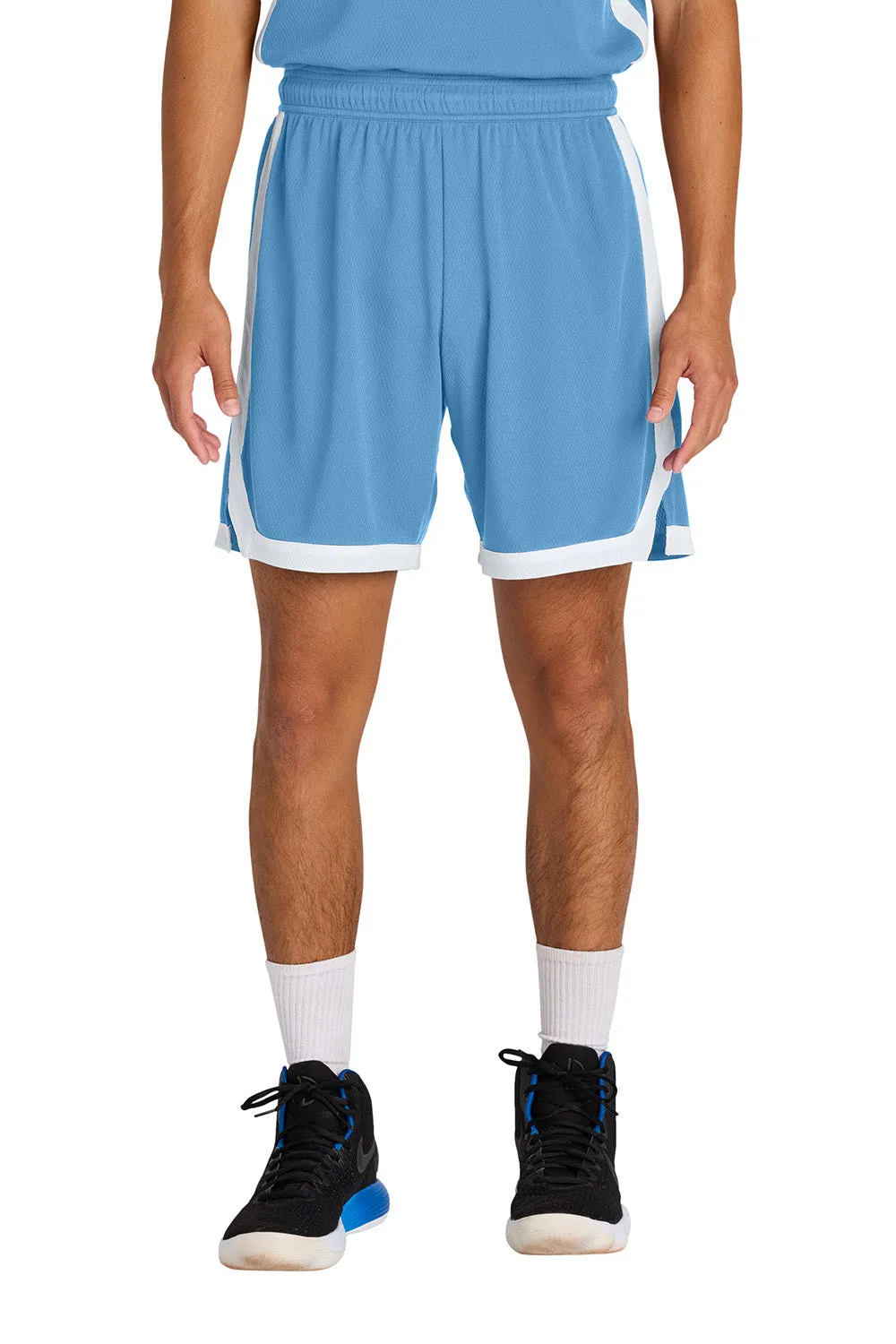 Sport-Tek Mens Rival Moisture Wicking Basketball Shorts - Carolina Blue/White Clothing Sport-Tek
