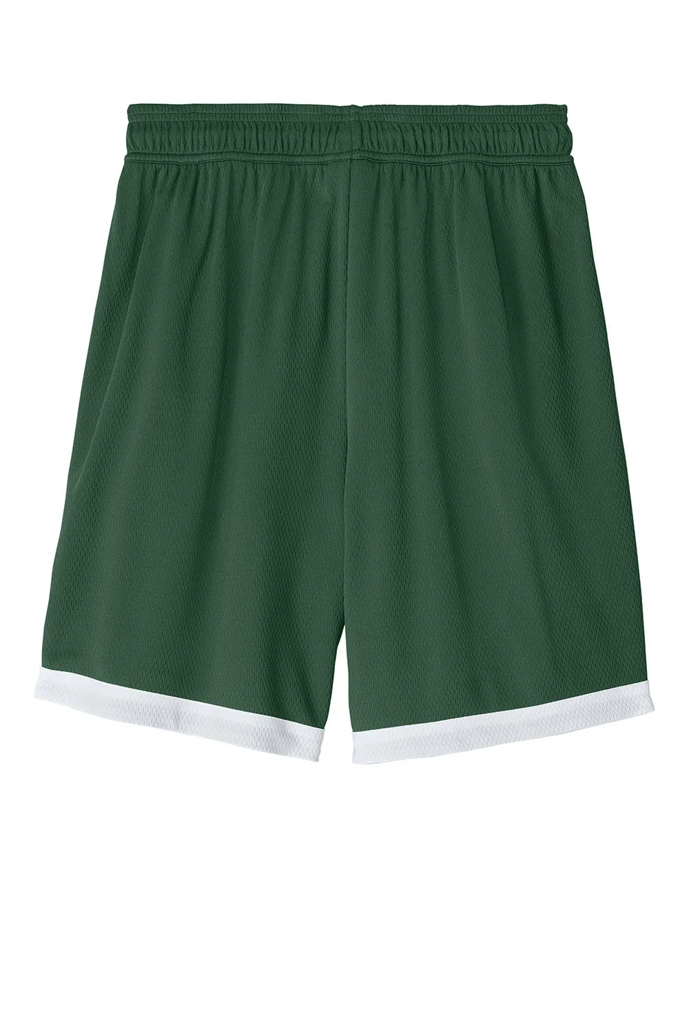 Sport-Tek Mens Rival Moisture Wicking Basketball Shorts - Forest Green/White Clothing Sport-Tek