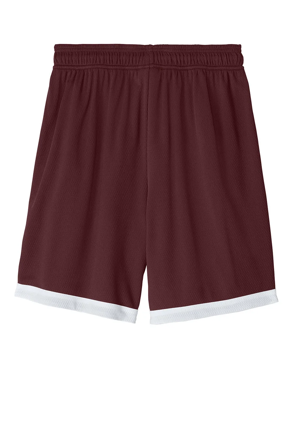 Sport-Tek Mens Rival Moisture Wicking Basketball Shorts - Maroon/White Clothing Sport-Tek