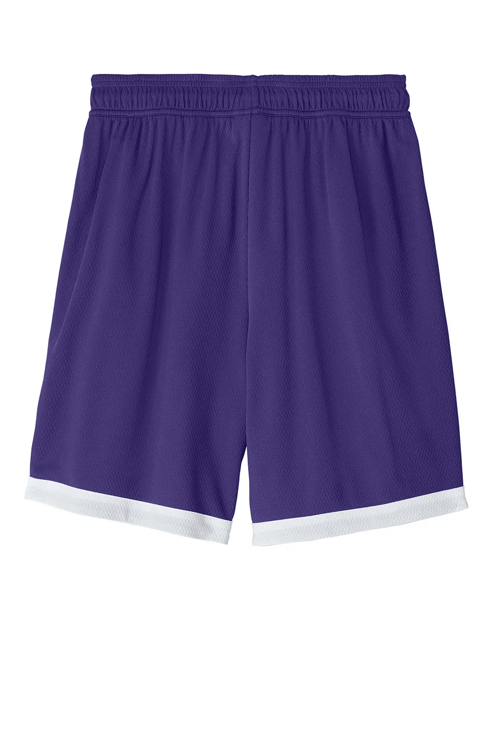 Sport-Tek Mens Rival Moisture Wicking Basketball Shorts - Purple/White Clothing Sport-Tek