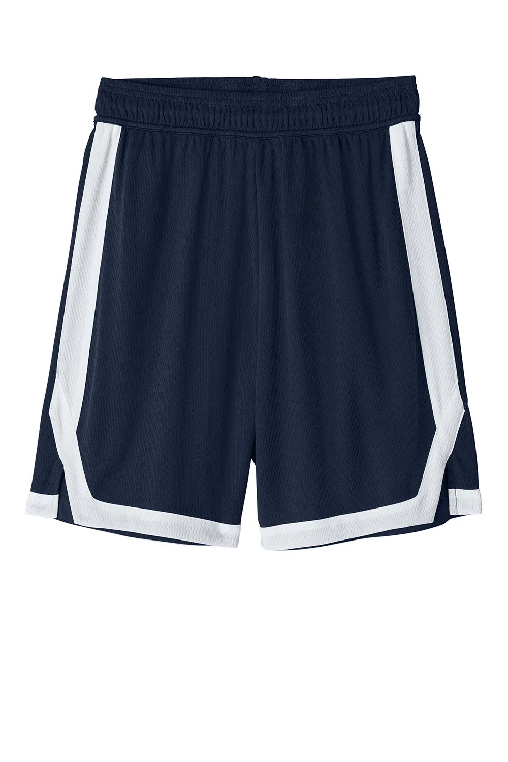 Sport-Tek Mens Rival Moisture Wicking Basketball Shorts - True Navy Blue/White Clothing Sport-Tek