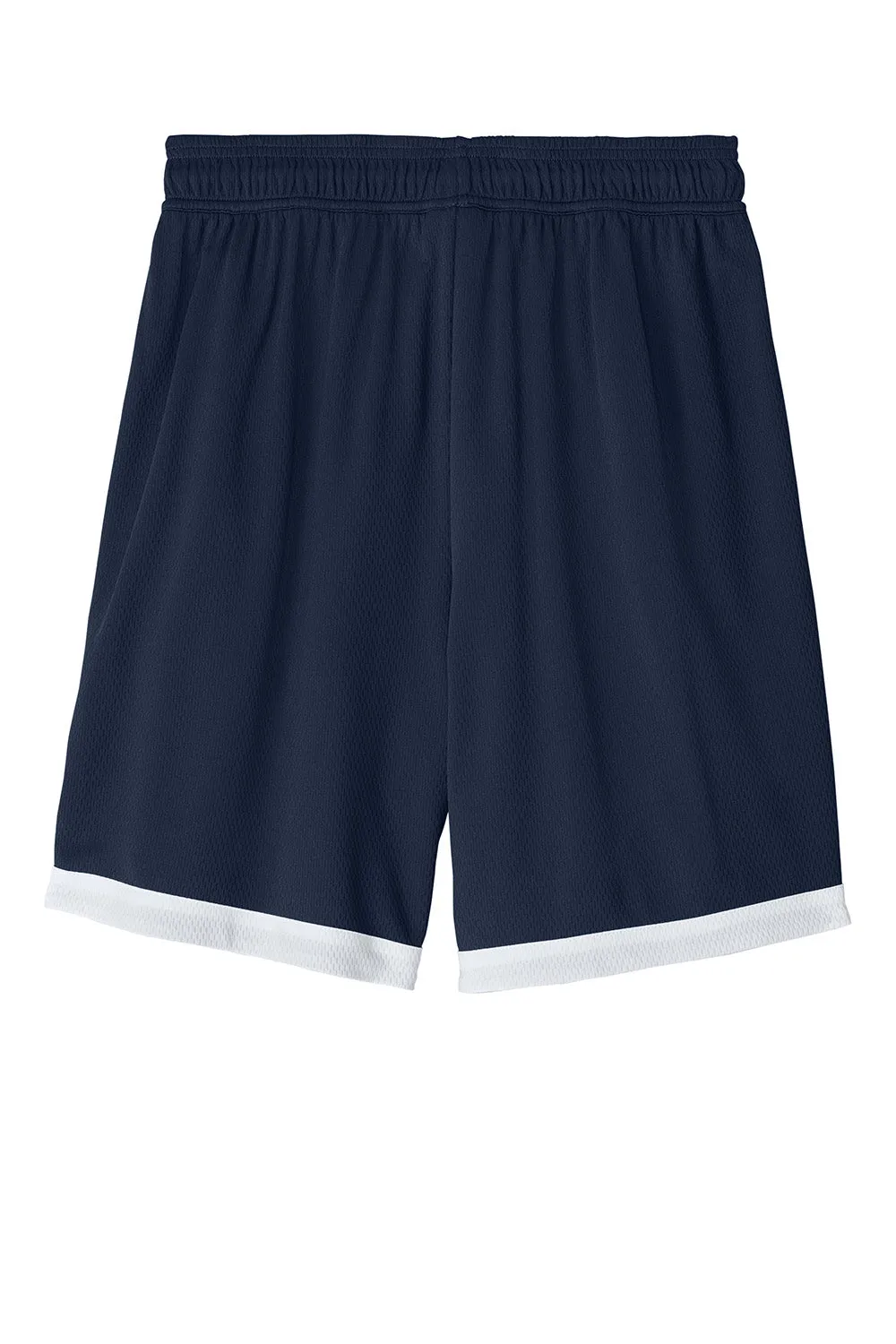 Sport-Tek Mens Rival Moisture Wicking Basketball Shorts - True Navy Blue/White Clothing Sport-Tek