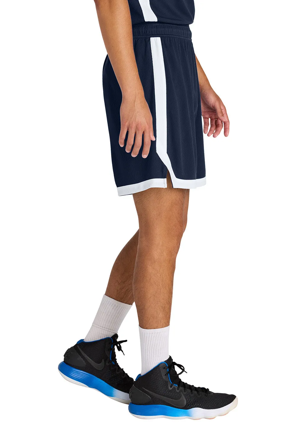 Sport-Tek Mens Rival Moisture Wicking Basketball Shorts - True Navy Blue/White Clothing Sport-Tek